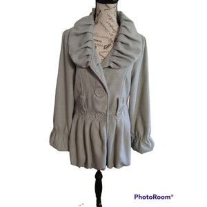 Axxs denim large ruffled gray Coat Boho Cottage Core